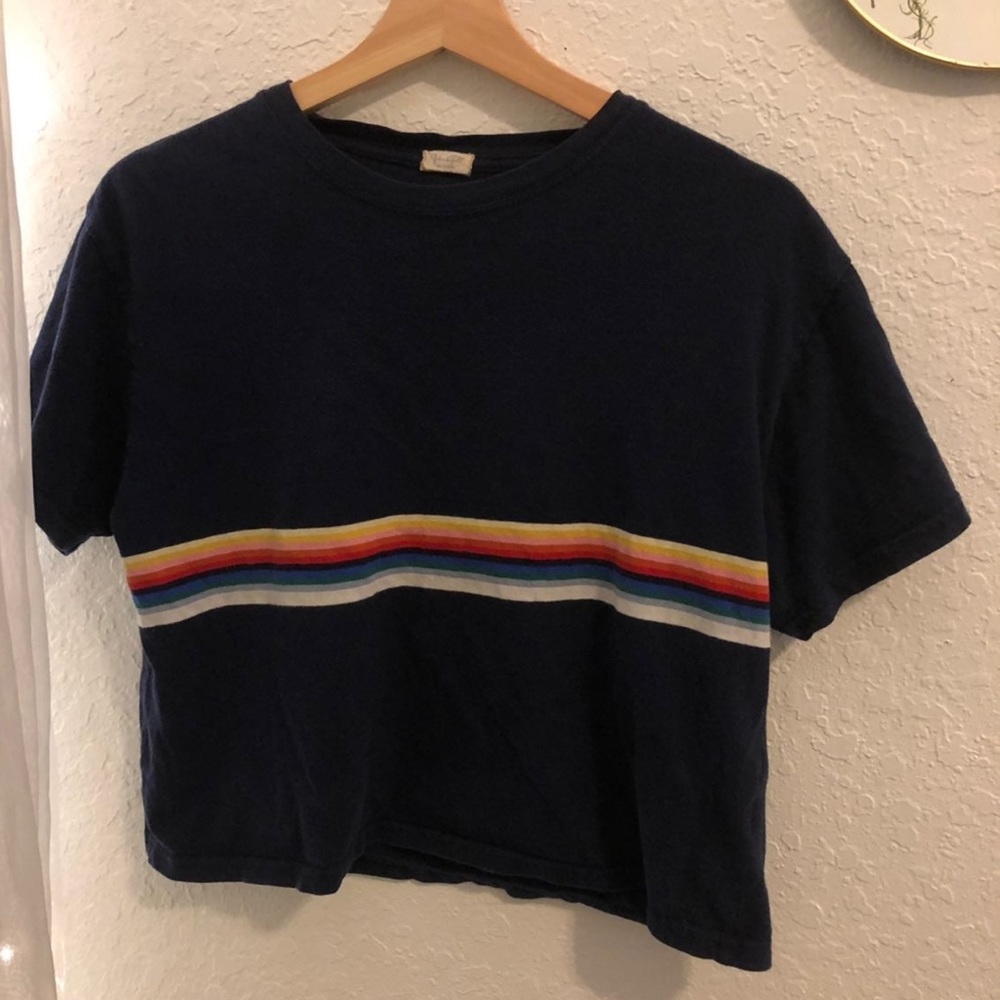 navy blue top with stripes